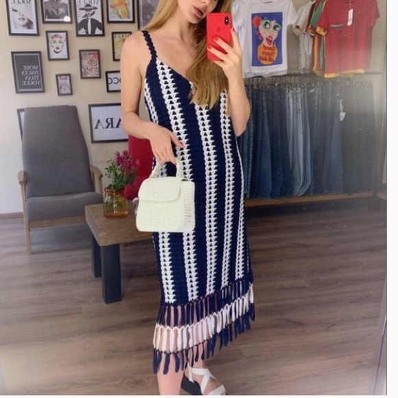 Zara Dresses & Skirts - Zara stripe crochet dress sz small (e603)